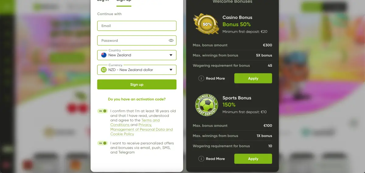 Fresh casino registration with bonus offer