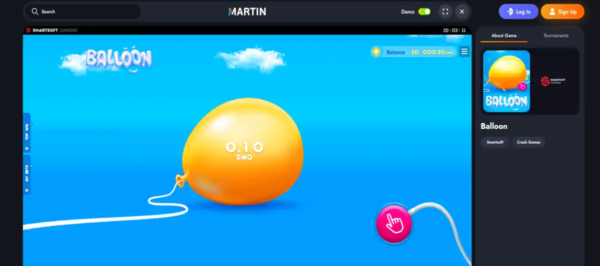 Balloon in Martin casino: welcome bonuses